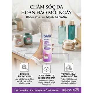 Bông Tẩy Trang Isana, TO DAY ,EBELIN Đức 3 Lớp Mềm Mịn Thấm Hút Tốt Hàng Chính Hãng