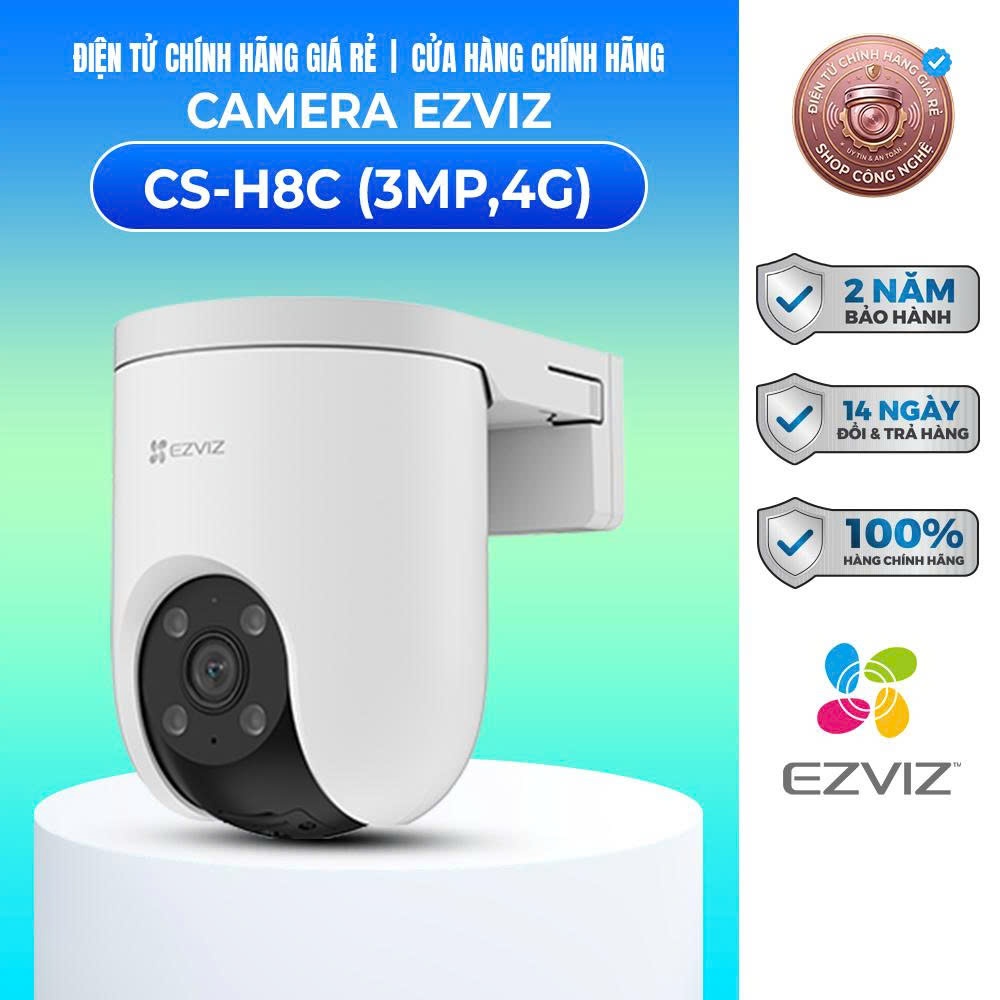 Camera EZVIZ Ngoài Trời Lắp Sim 4G - H8C 3MP 4G - Full Chức năng - Chống Nước - Bảo Hành Chính Hãng 