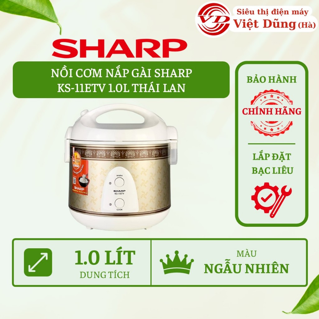 Nồi Cơm Điện Nắp Gài Sharp 1.0 Lít KS-11ETV - [VIỆT DŨNG]