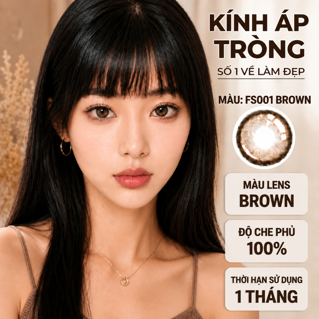 2 chiếc Kính áp tròng Colorqueen FS001 Brown 1 tháng êm ái độ 0 8 không khô mắt Phổ biến nhất châu Á