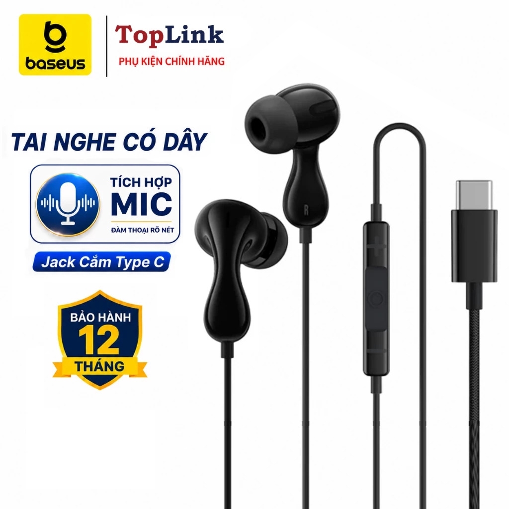 Tai Nghe Nhét tai Có Dây Jack Type-C/3.5mm Baseus CZ20/HZ20 Âm Thanh Hi-Res Có Mic Đàm Thoại Thiết K