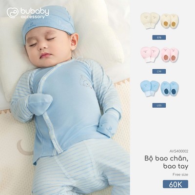 Bộ bao tay bao chân Bubaby đủ màu freesize cho bé