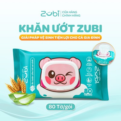 [QUÀ TẶNG KHÔNG BÁN] Khăn Ướt Zubi Dr.Papie Chiết Xuất Yến Mạch và Lô Hội 80 tờ/túi