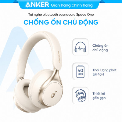 Tai nghe bluetooth soundcore Space One chống ồn chủ động tới 98%, thời lượng phát tới 40H, thiết kế gấp gọn-A3035