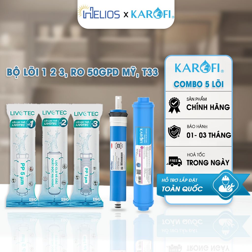 Combo 5 Lõi Lọc Nước Karofi Chính Hãng Dùng Cho Máy Lọc Nước Karofi HC300-RO