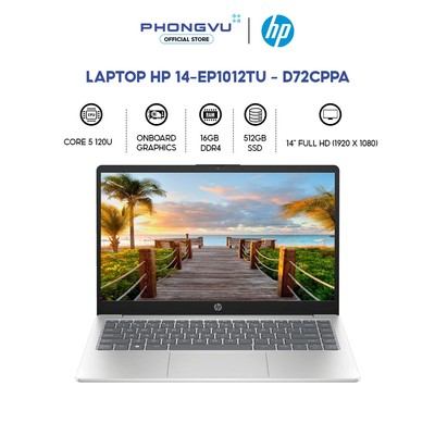 Laptop HP 14-ep1012TU - D72CPPA (Core 5 120U/ 16GB/ 512GB/ Win 11 Home SL) - Bảo hành 12 tháng