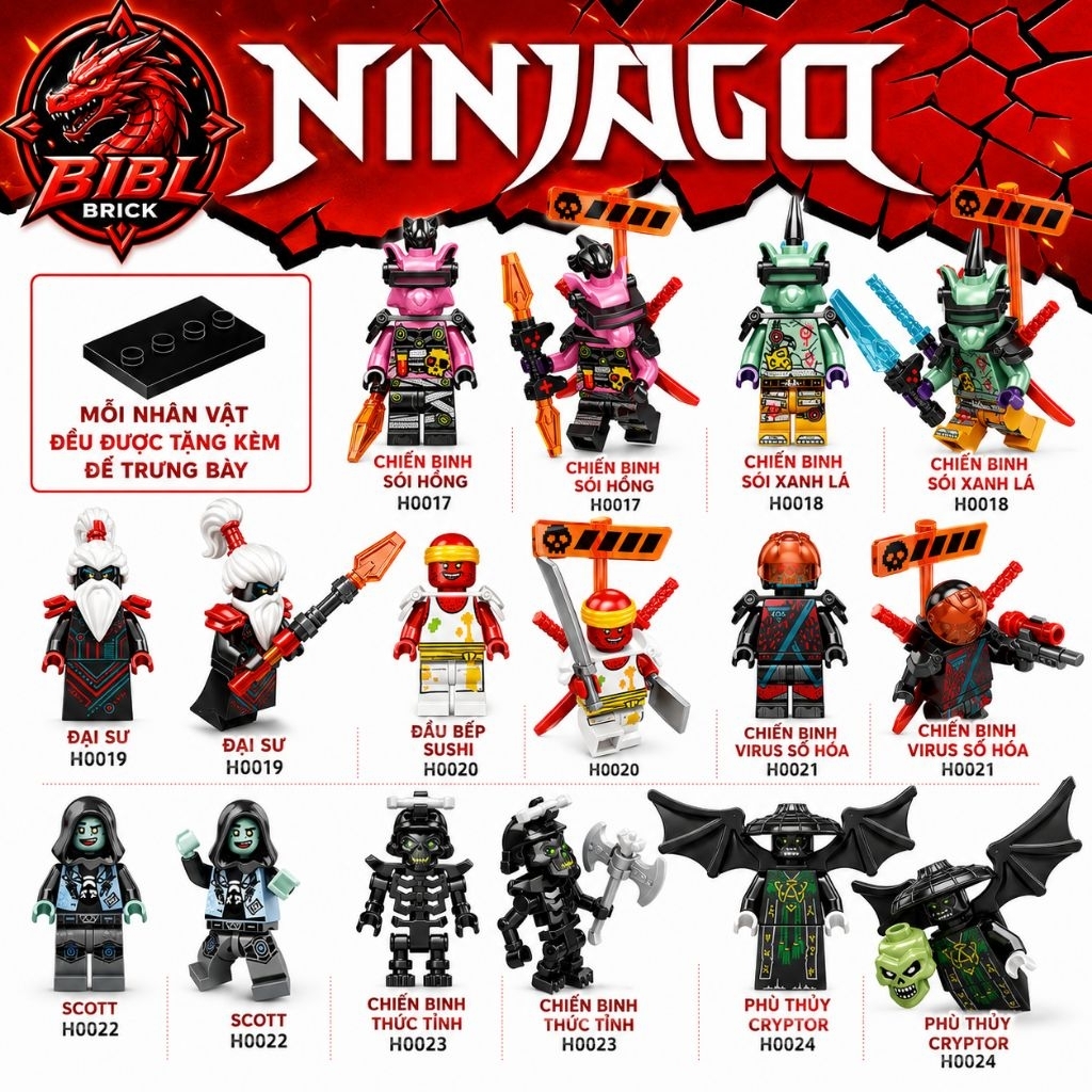 [CÓ SẴN][IN LƯNG]Mô Hình Lắp Ghép Nhân Vật Ninjago -Phù Thủy Đầu Lâu-Season 12-Season 13