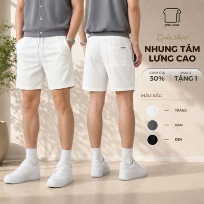 Quần short nam LUXE RIB BAMI HOME, chất vải nhung gân co giãn, form trên gối thoải mái QNG06