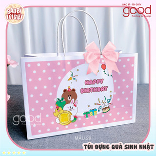Túi giấy sinh nhật kèm nơ lụa cao cấp szie to túi quà tặng dễ thương đựng bánh kẹo quà nhỏ mini đẹp sang trọng nhiều màu