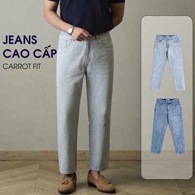 Quần Jeans Dài Nam - Carrot Fit SS1 - Màu Xanh Đậm & Xanh Nhạt - Luôn Tặng Hộp Đóng – BY COTTON