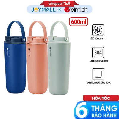 Bình Giữ Nhiệt Inox Elmich EL8312 600ml,Hàng Chính Hãng,Có Quai Xách,Đế Silicone Chống Trượt-JoyMall
