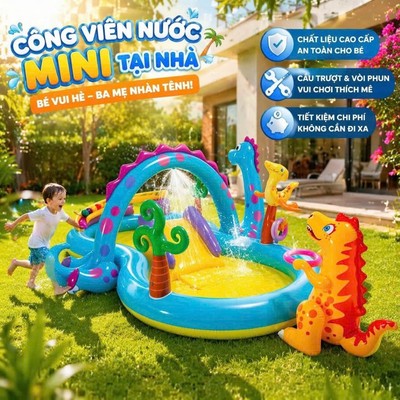 Bể bơi phao cầu trượt INTEX mẫu mới, hình đáng yêu, nhiều kích thước