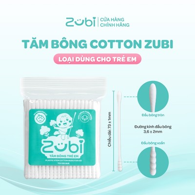 [QUÀ TẶNG KHÔNG BÁN] Tăm Bông Trẻ Em Zubi Dr.Papie 100c/túi