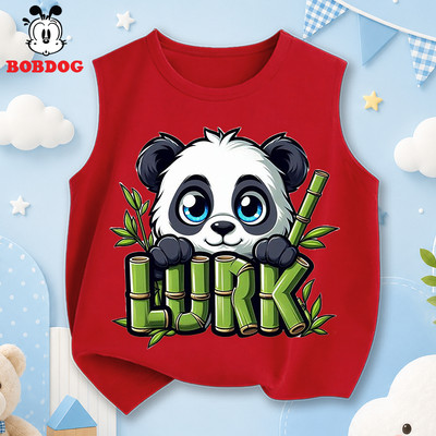 Áo ba lỗ bé trai BOBDOG áo sát nách chất liệu cotton mỏng mát, áo mặc hè in hình gấu trúc panda cho bé