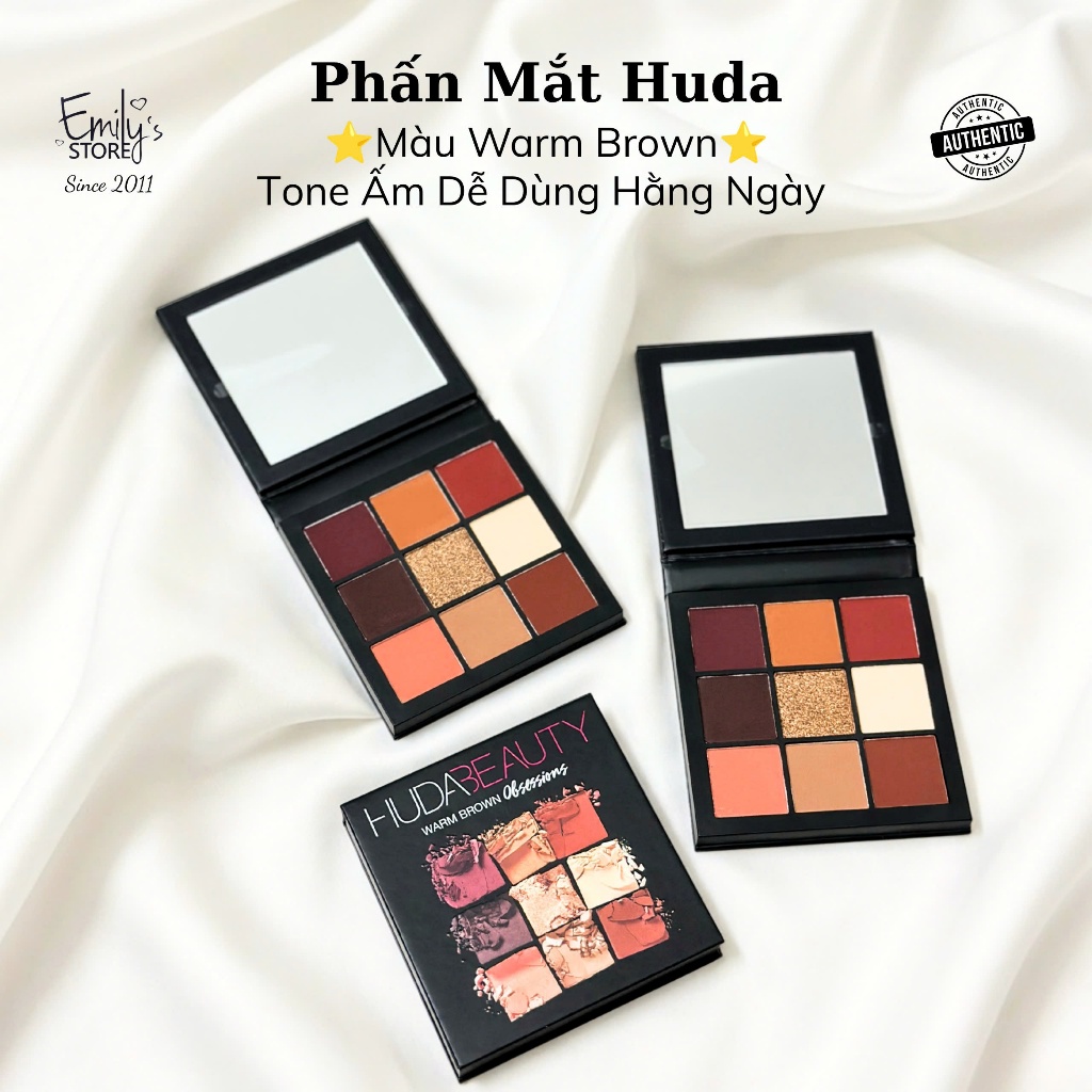 Phấn Mắt Huda Obsession Eyeshadow Palette 9 Ô Kèm Gương. Màu Nâu Ấm Trung Tính. Màu Hồng San Hô