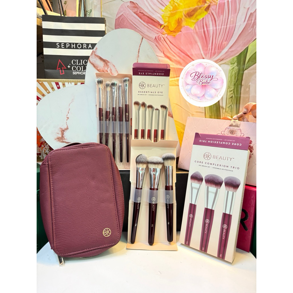 👜 Túi đựng cọ BK Beauty –Set cọ full face thân gỗ✨
