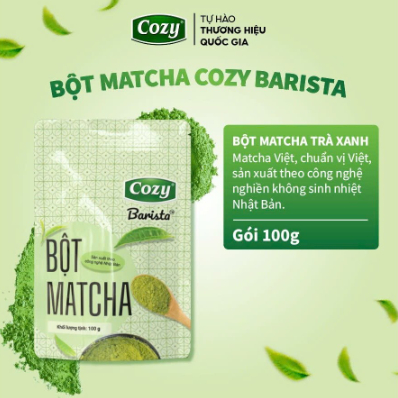 Bột Matcha Cozy, Bột Trà Xanh 100gr Pha Latte, Trà Sữa, Matcha Làm Bánh Kẹo Nougat