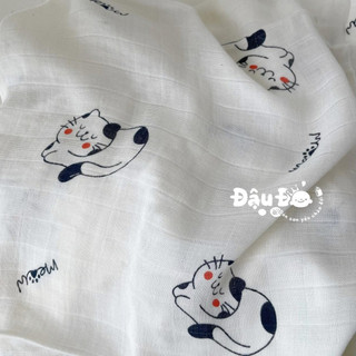 Set 10 Khăn sữa sợi tre lụa Musslin cao cấp 4 lớp, kích cỡ 25x25cm