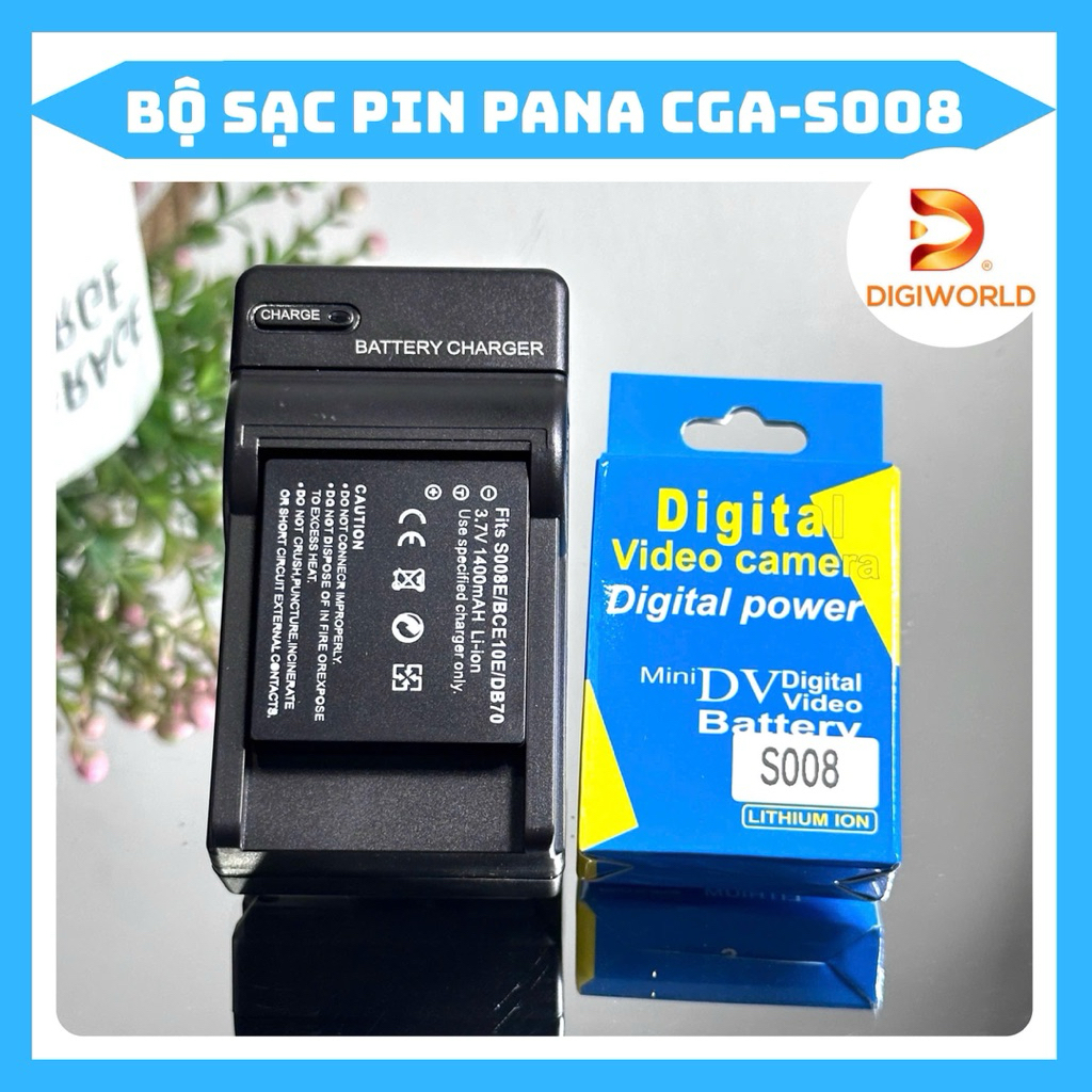 Bộ Sạc Pin Panasonic S008/BCE10 ( Bộ Sạc Pin thay thế )dùng cho DMC-FX30, FX33, FX35, FX37, FX38, DM