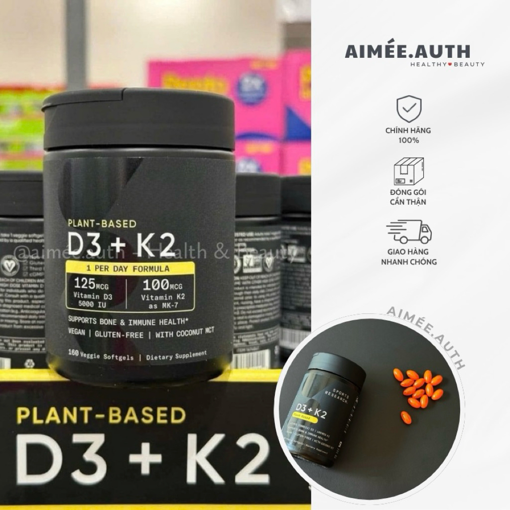 Viên uống bổ sung SR Plant Based D3 + K2 [BILL US]