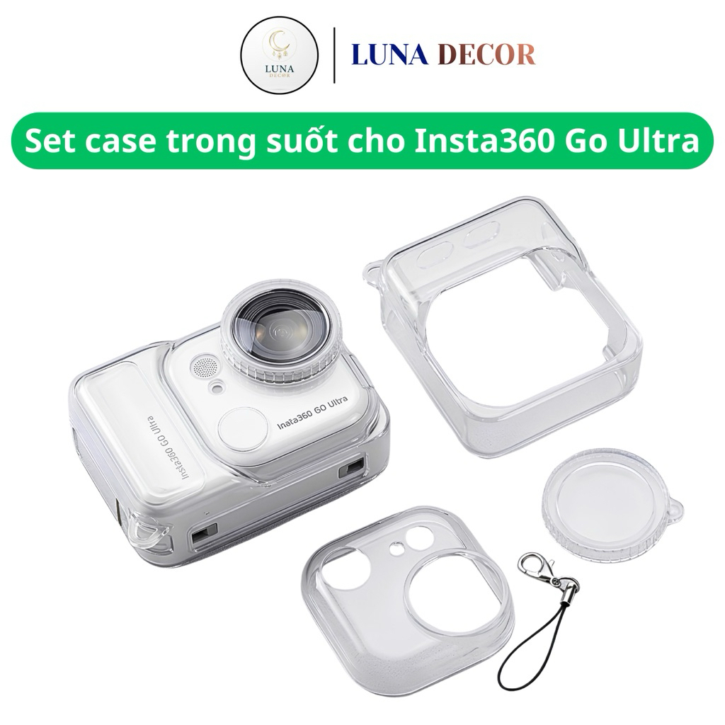 Combo Ốp TPU Trong Suốt Cho Insta360 GO Ultra, Case Bảo Vệ Chống Trầy Xước Hạn Chế Va Đập