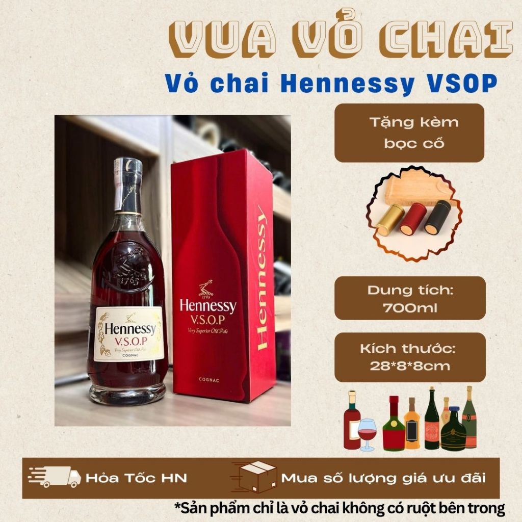 VỎ CHAI HENESSY VSOP, [NEW 99%] [TẶNG KÈM BỌC CỔ]