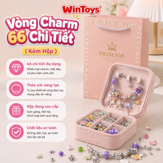 Hộp Đồ Chơi Vòng Charm Thủ Công 66 Chi Tiết, Hộp Nỉ Cao Cấp, Phù Hợp Làm Quà Tặng Cho Bé