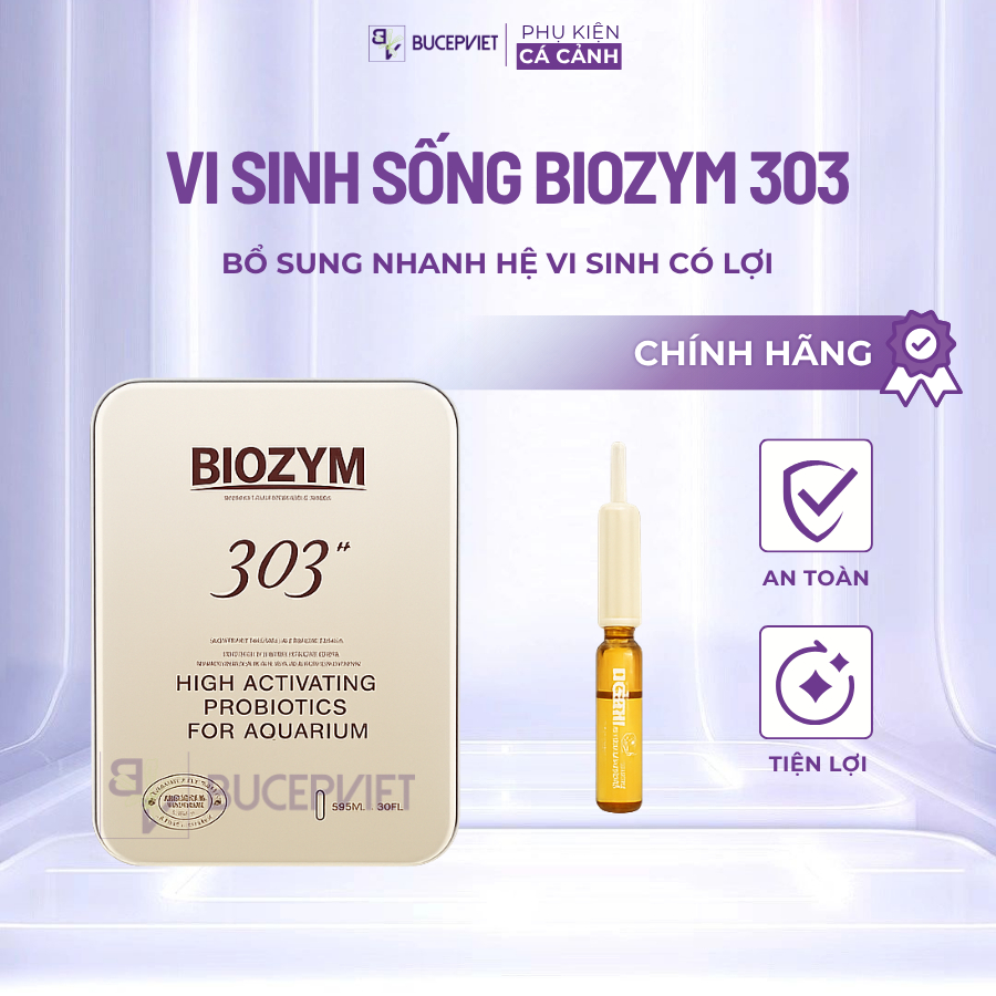 Vi sinh sống Biozym 303 - Làm trong nước nhanh, xử lý Amoniac Nitrite, ổn định hệ vi sinh hồ cá cảnh