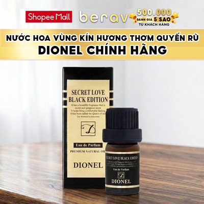 Nước Hoa Vùng Kín DIONEL Hương Hoa Hồng Ngọt Ngào Lãng Mạn Secret Love Original Black Edition Inner Perfume 5ml