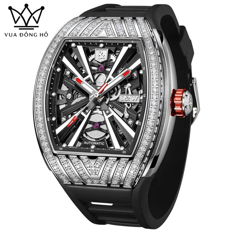 Đồng Hồ Nam I&W Carnival 765G Chính Hãng - Máy Cơ, Viền Đá, Dây Cao Su, Kính Sapphire, BH 5 Năm