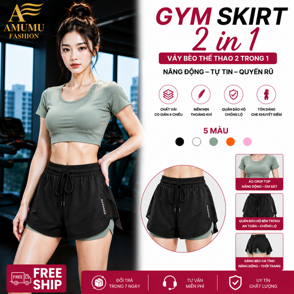 Bộ tập Gym nữ, quần áo tập gym yoga aerobic nữ croptop amumu áo xanh rêu(SP-02)