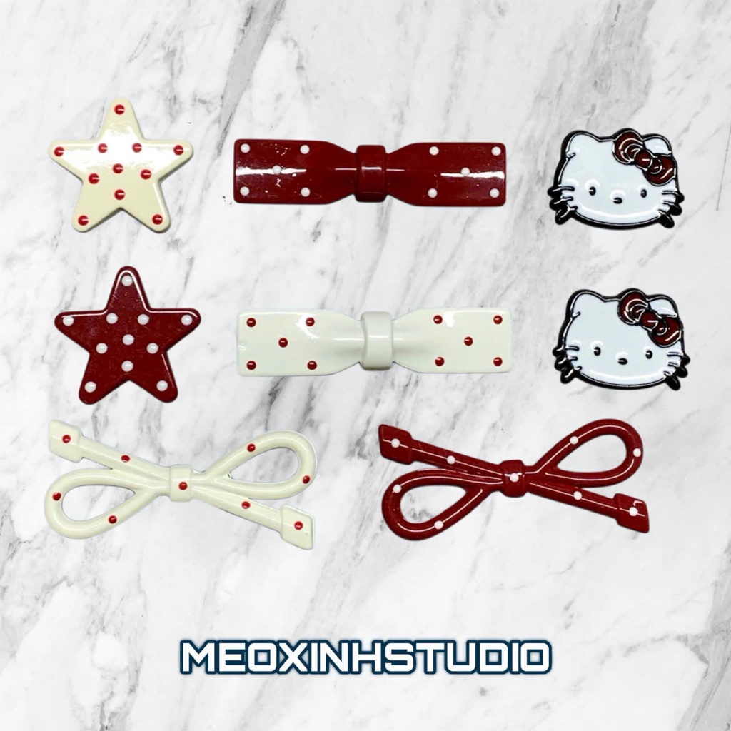 [MEOXINHSTUDIO] Set Charm Chấm Bi Đỏ Đô Trắng M113