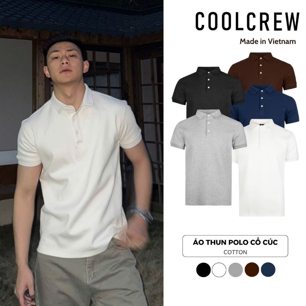 Áo Thun Polo Cổ Cúc 𝐂𝐎𝐎𝐋𝐂𝐑𝐄𝐖 Vải Cotton Cao Cấp Co Giãn 2 Chiều Unisex Thời Trang Thu Hè APN021