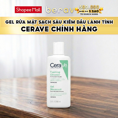 Sữa Rửa Mặt Cerave giúp làm sạch sâu dành cho da dầu Cerave Foaming Facial Cleanser 88ML - Xanh Lá Mạ