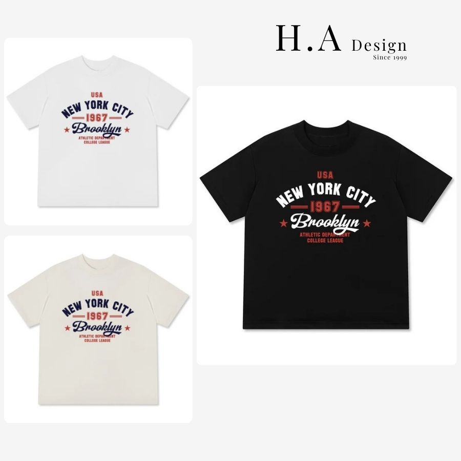 Áo Thun USA New York City Form Unisex Nam Nữ Vải Cotton 250GSM Áo Phông USA 1967 586404