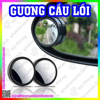 Bộ 2 gương cầu lồi ô tô gắn kính hậu có viền xoay 360