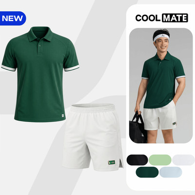[MỚI]Set thể thao nam Pickleball Áo Polo ZeroMark™ và quần Smash shot 6inch nhanh khô, Thoáng khí, Thấm hút tốt Coolmate