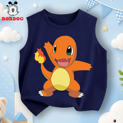 Áo sát nách bé trai BOBDOG, áo thun ba lỗ chất cotton mặc mát in hình Pokemon cho bé