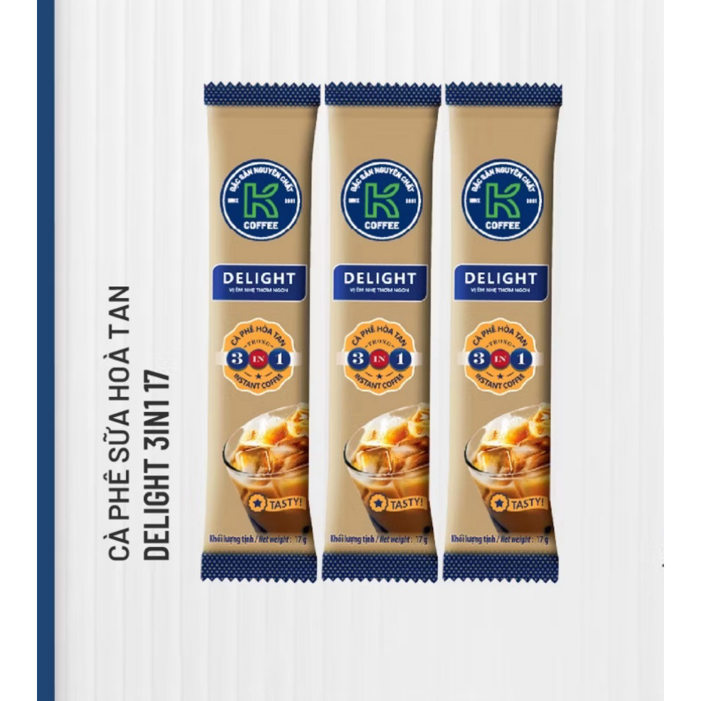 Cà phê sữa hòa tan K Coffee Delight stick 17G (combo 10 gói)