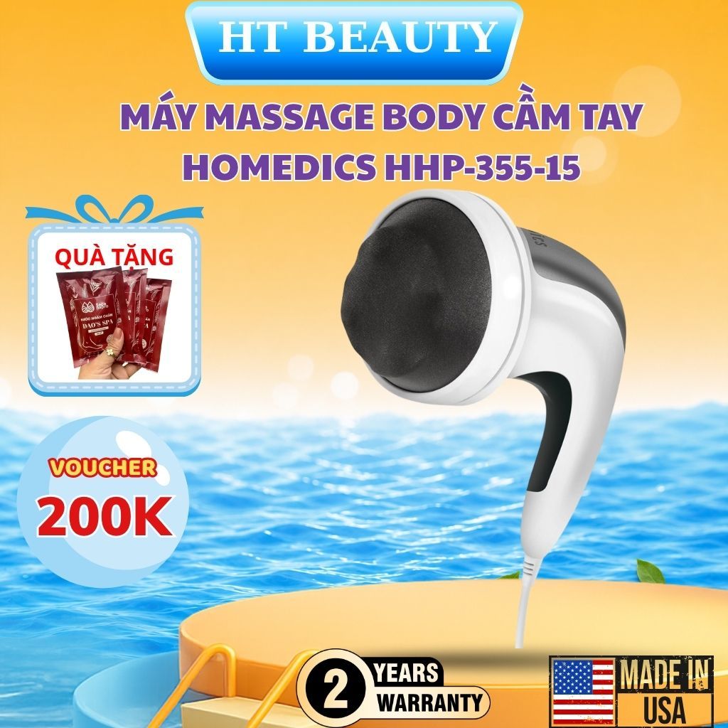Máy Massage Body Cầm Tay 4 Đầu HoMedics HHP-355-15-GB, HT Beauty nhập khẩu Mỹ, bảo hành 24 tháng