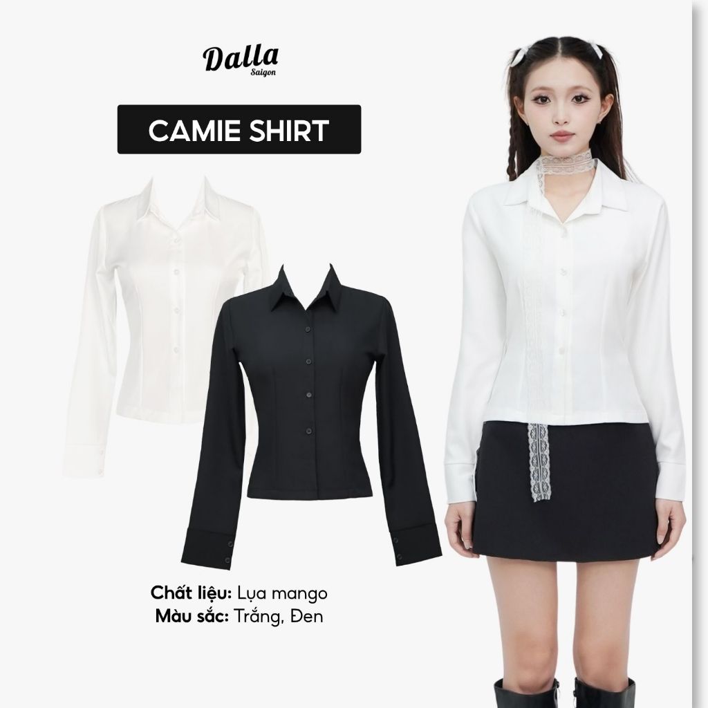 DALLA Áo sơ mi phom ôm basic tay dài (SM05) Camie Shirt