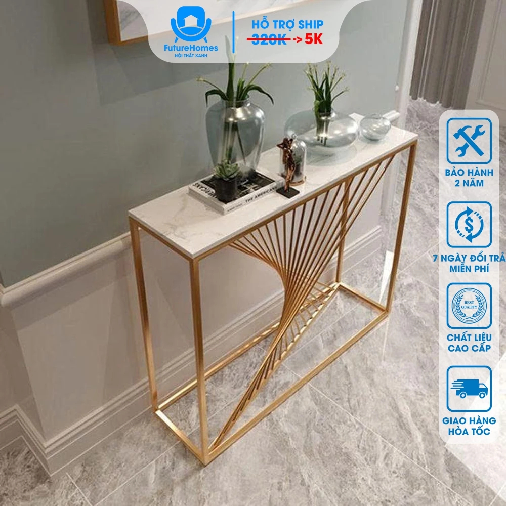 [FURNI HOME] Bàn console, Kệ đứng trang trí phòng khách,sang trọng hiện đại mặt đá chữ nhật,LA1, Fut