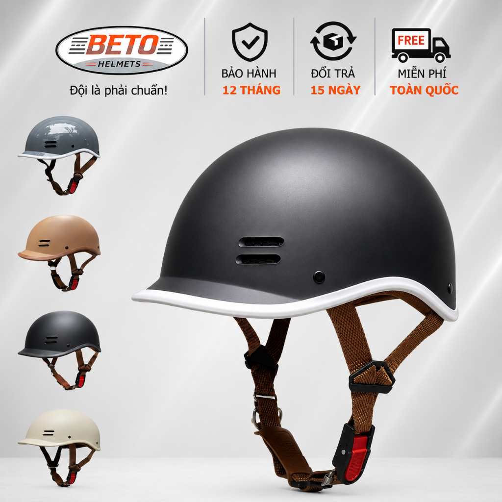 Mũ bảo hiểm Cá Heo BETO Helmets - Nón bảo hiểm nam nữcó lỗ thông gió thời trang dễ thương Freesize (