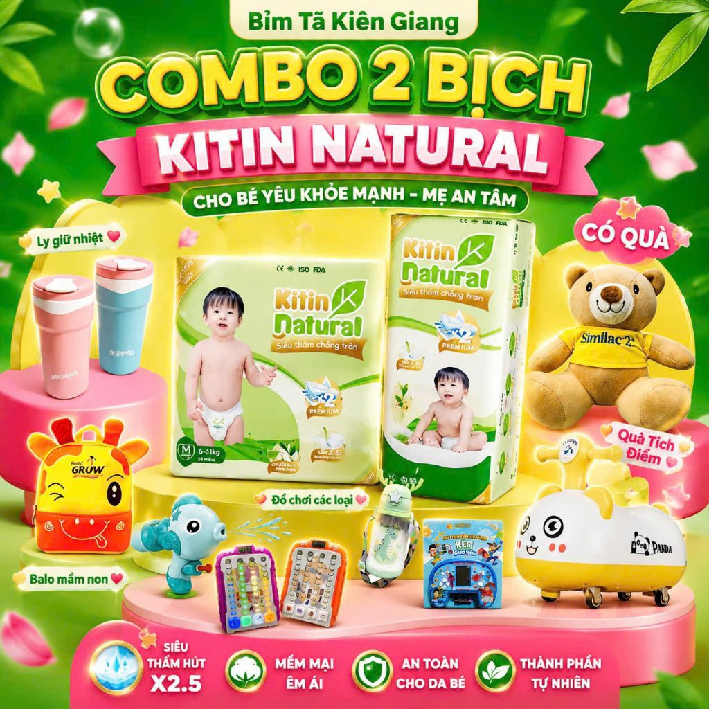 [ 2BỊCH ] BỈM/TÃ KITIN NATURAL,TẶNG BÌNH NƯỚC/BALO/ĐỒ CHƠI