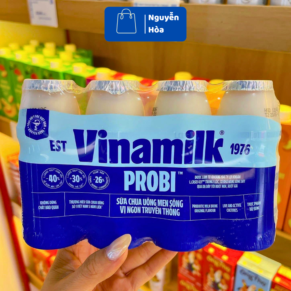 [Thùng 24 Chai] Sữa Chua Uống Men Sống Vinamilk Probi Có Đường 130ml - Thùng 6 Lốc Sữa Chua Probi Vị
