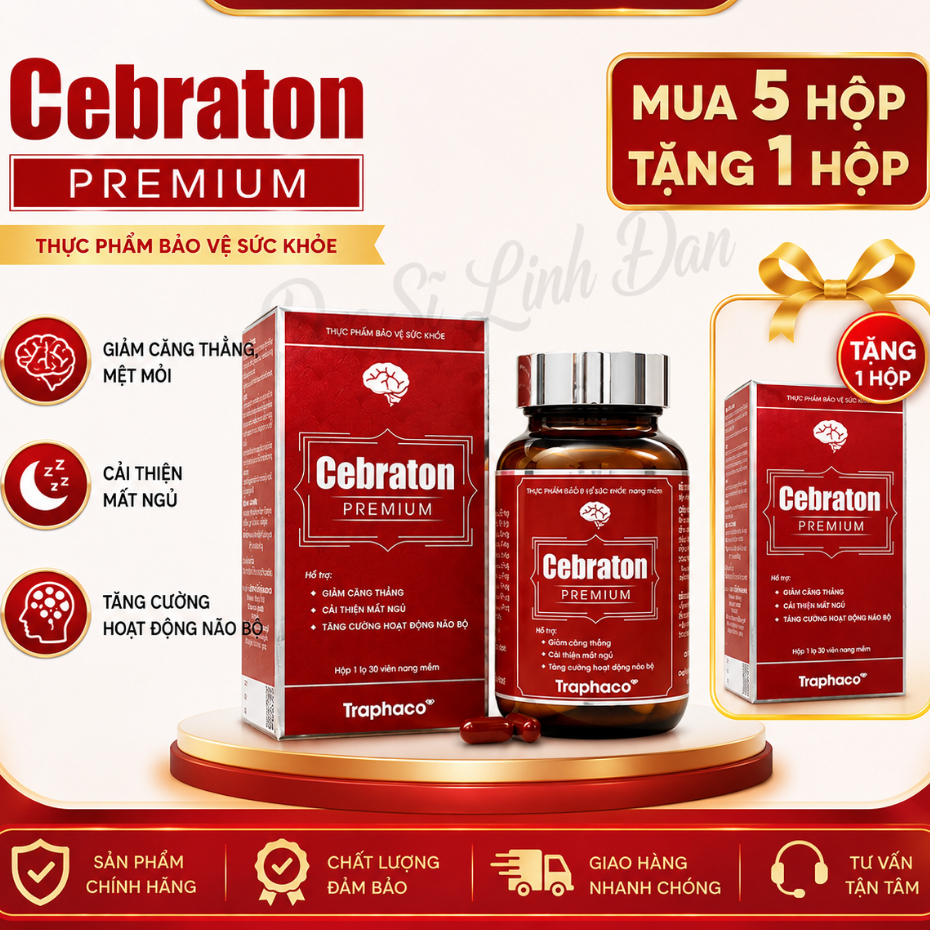 TPBVSK Cebraton Premium của Traphaco giảm căng thẳng, mệt mỏi, mất ngủ, đau đầu, hoa mắt, chóng mặt