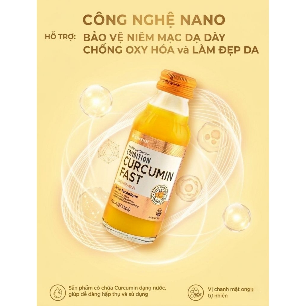 1 chai Nước Nghệ Nano Kolmar Curcumin Fast Nano Tăng Cường Hỗ Trợ Dạ Dày 100ml
