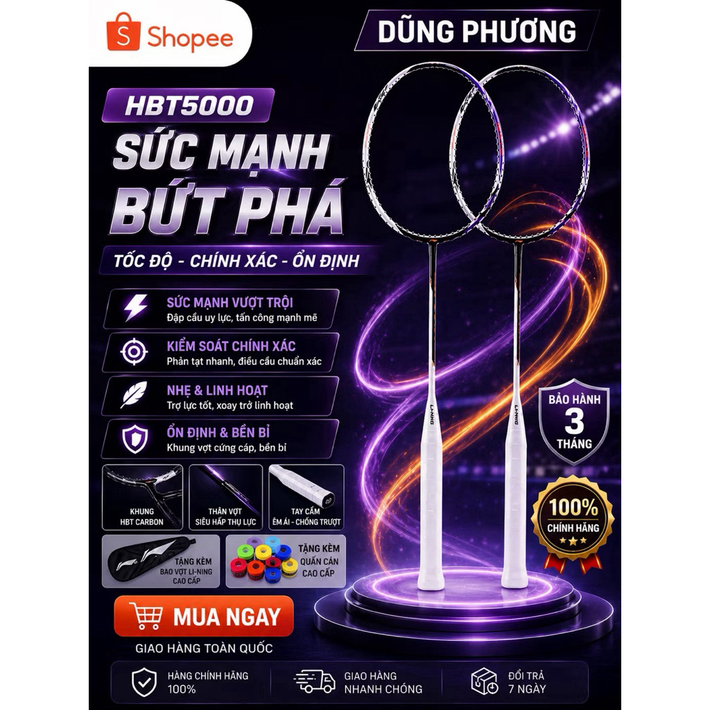 HỎA TỐC] Vợt Cầu Lông HBT5000   Chính Hãng  | Dũng Phương Badminton