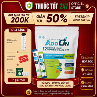 Bột Uống Điện Giải Thể Thao ADDON 29 calo túi 15goi Vị Tổng Hợp Ít Calo Bù Nước, Bổ Sung Muối Khoáng Hỗ Trợ Phục Hồi