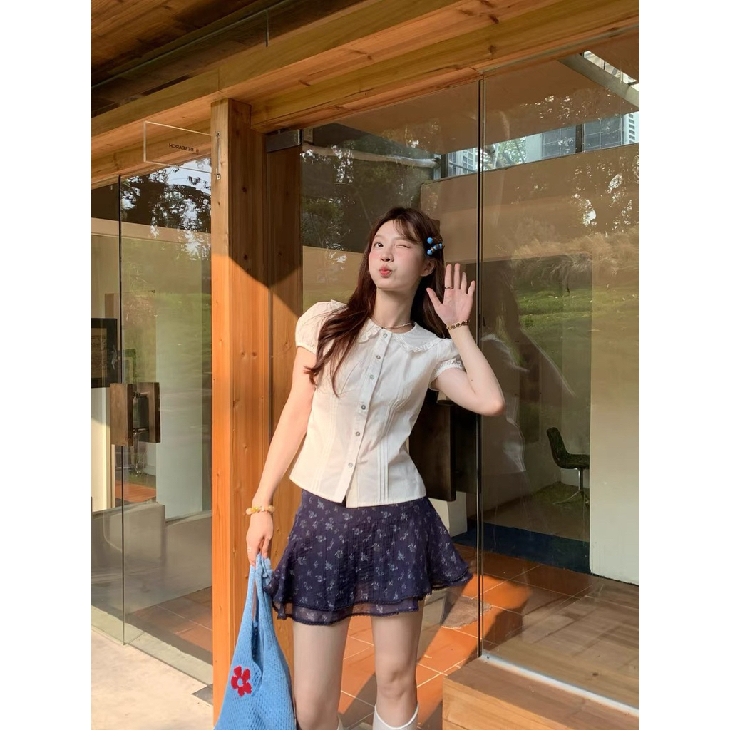 [Hàng QC sẵn] Chân váy ngắn hoạ tiết hoa nhí xếp tầng viền ren phong cách nhẹ nhàng Hàn Quốc Flower Mini Skirt | BigBuy360 - bigbuy360.vn